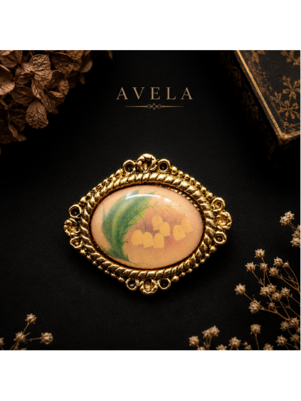 Vintage CAMCO Floral Cameo Inspirational Brooch–"God's Love Is With You, Always"
